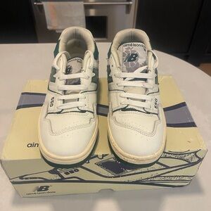 New Balance Kids' White and Green Sneakers